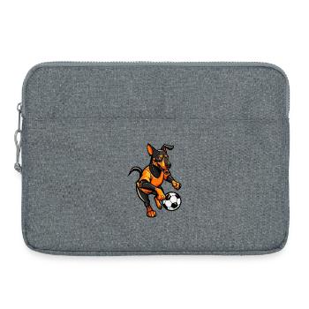 Soccer dog in flame design - Laptop bag 15" - heather grey - Front