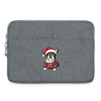 Buldog Français Chien Noël - Sacoche pour ordinateur portable 15 pouces - gris chiné - Devant