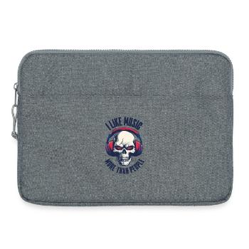 Crâne avec casque Motif musical - Sacoche pour ordinateur portable 15 pouces - gris chiné - Devant