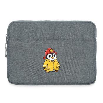 Süßer Pinguin Feuerwehrmann Helfer Cartoon - Laptoptasche 15" - Grau meliert - Vorne