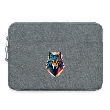 Tête de loup géométrique - Sacoche pour ordinateur portable 15 pouces - gris chiné - Devant