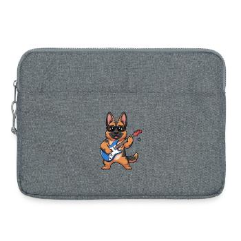 Chien guitariste avec des lunettes de soleil - Sacoche pour ordinateur portable 15 pouces - gris chiné - Devant