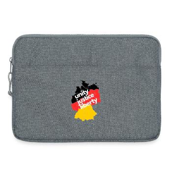 Deutschlandkarte - Einigkeit, Recht & Freiheit - Laptoptasche 15" - Grau meliert - Vorne