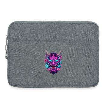 Florale Neon-Dämonenmaske - Laptoptasche 15" - Grau meliert - Vorne