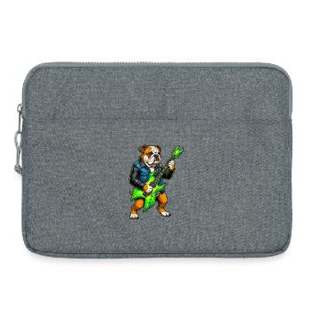 Bulldog Rocker with Neon Guitar - Laptop bag 15" - heather grey - Front