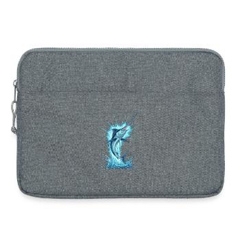 Motif artistique du saut en marlin bleu - Sacoche pour ordinateur portable 15 pouces - gris chiné - Devant