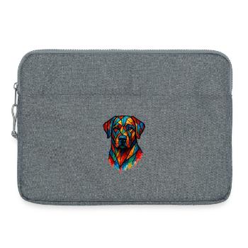 Geometrischer Labrador Dog Moderner Buntglas-Stil - Laptoptasche 15" - Grau meliert - Vorne