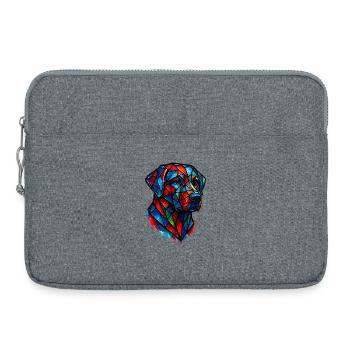Farbenfrohes Buntglas-Labrador-Retriever-Porträt – Pop-up - Laptoptasche 15" - Grau meliert - Vorne