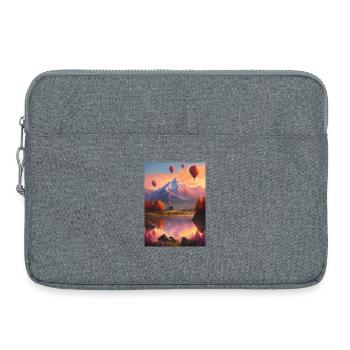 Ballonfahrt  am Bergsee bei Abendrot - Laptoptasche 15" - Grau meliert - Vorne