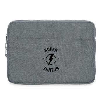 Super Tonton - Baptême - Anniversaire - Noël - Sacoche pour ordinateur portable 15 pouces - gris chiné - Devant