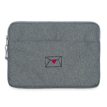 Cœur rouge sur fond noir - Sacoche pour ordinateur portable 15 pouces - gris chiné - Devant