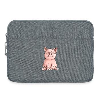 Cochon heureux - Sacoche pour ordinateur portable 15 pouces - gris chiné - Devant