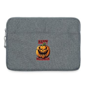 Gruseliger Halloween Kürbis mit bösem Grinsen - Laptoptasche 15" - Grau meliert - Vorne