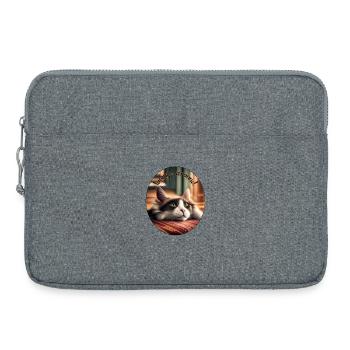 Katzenruhe im warmen Licht - Laptoptasche 15" - Grau meliert - Vorne