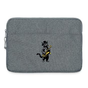 Cat Saxophone Music Street Art Stencils Style - Laptop bag 15" - heather grey - Front