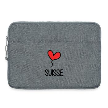 SUISSE. PAYS. GENEVE. HUMOUR. DRAPEAU - Sacoche pour ordinateur portable 15 pouces - gris chiné - Devant