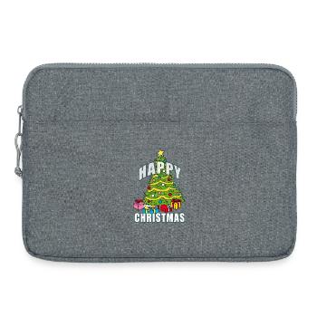 HAPPY CHRISTMAS | Weihnachtsbaum - Laptoptasche 15" - Grau meliert - Vorne