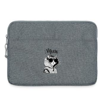 Meow Katze Hoodie mit Sonnenbrille - Laptoptasche 15" - Grau meliert - Vorne