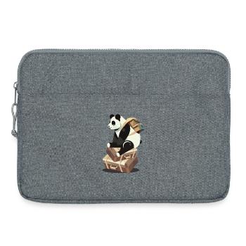 Panda sitzt auf Koffern,bereit für neue Abenteuer - Laptoptasche 15" - Grau meliert - Vorne