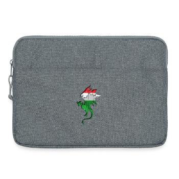 Drapeau de la Hongrie - Hongrie - Silhouette de dragon - Sacoche pour ordinateur portable 15 pouces - gris chiné - Devant