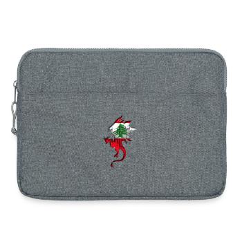 Drapeau du Liban - Liban - Silhouette de dragon - Sacoche pour ordinateur portable 15 pouces - gris chiné - Devant