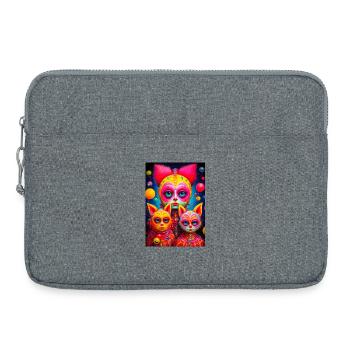 Kosmische Gesichter, die in lebendigen Farben skizziert sind - Laptoptasche 15" - Grau meliert - Vorne