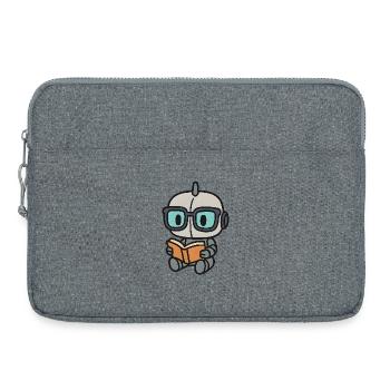Geek Roboter mit Brille und Buch - Laptoptasche 15" - Grau meliert - Vorne