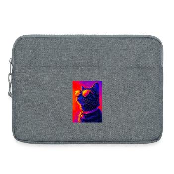 Lebendige Neonkatze mit Sonnenbrille - Laptoptasche 15" - Grau meliert - Vorne