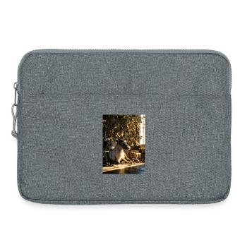 Renne sous les lumières de Noël - Sacoche pour ordinateur portable 15 pouces - gris chiné - Devant