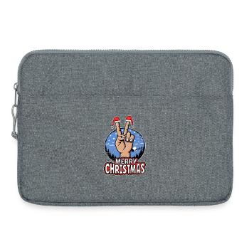 Joyeux Noël Signe de Paix Motif Bleu - Sacoche pour ordinateur portable 15 pouces - gris chiné - Devant
