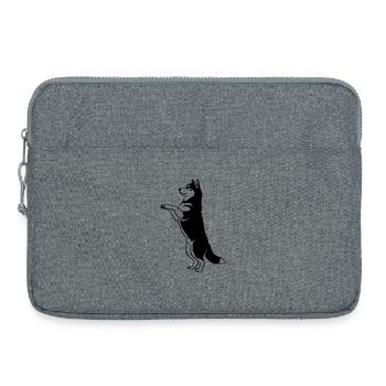 Stehender Hund Silhouette Vector - Laptoptasche 15" - Grau meliert - Vorne
