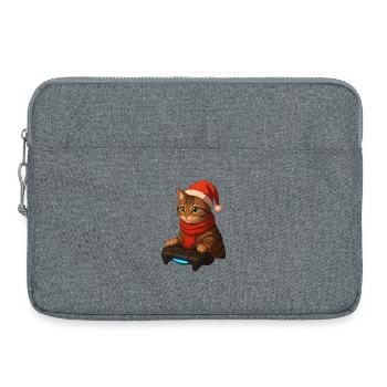 Katzen-Gamer im Weihnachtslook - Laptoptasche 15" - Grau meliert - Vorne