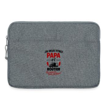Geschenkidee für Vater und Lkw-Fahrer - Laptoptasche 15" - Grau meliert - Vorne