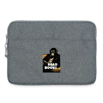 Chimp is reading books - Laptop bag 15" - heather grey - Front