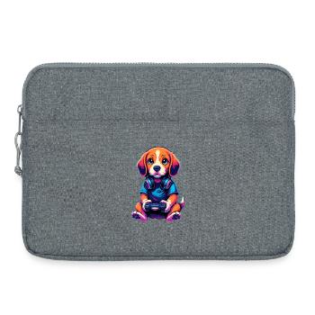 Beagle Gaming Gamer Jeux vidéo - Sacoche pour ordinateur portable 15 pouces - gris chiné - Devant