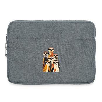Beaucoup de surikates se tiennent et se regardent en groupe - Sacoche pour ordinateur portable 15 pouces - gris chiné - Devant