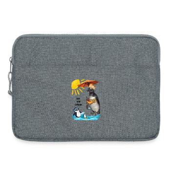 Vacances avec un manchot sur la plage et cocktail - Sacoche pour ordinateur portable 15 pouces - gris chiné - Devant