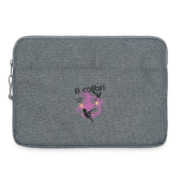 Kolibris und violette Schriftrollen - Laptoptasche 15" - Grau meliert - Vorne