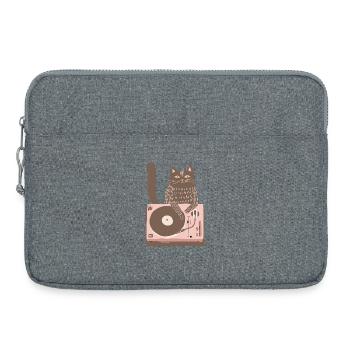 DJ chat sur une platine rose - Sacoche pour ordinateur portable 15 pouces - gris chiné - Devant