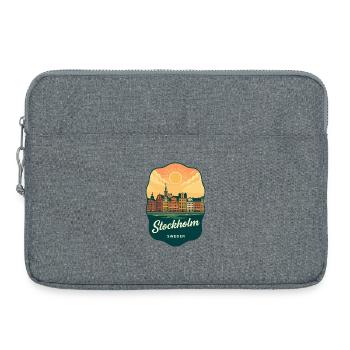 Stockholm Gamla Stan Retro Sunset Abzeichen - Laptoptasche 15" - Grau meliert - Vorne