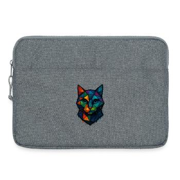 Cat Low Poly – geometrisches Mesh-Polygon-Kunstdesign - Laptoptasche 15" - Grau meliert - Vorne