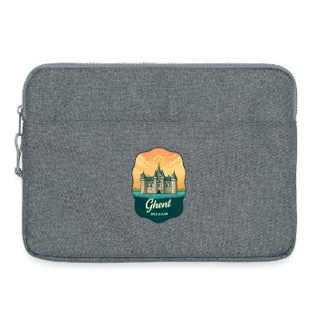 Retro-Sonnenuntergangsabzeichen des Schlosses Gravensteen Gent - Laptoptasche 15" - Grau meliert - Vorne