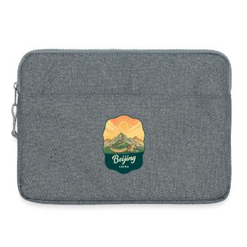 Pekinger Große Mauer Retro-Sonnenuntergangs-Reiseabzeichen - Laptoptasche 15" - Grau meliert - Vorne