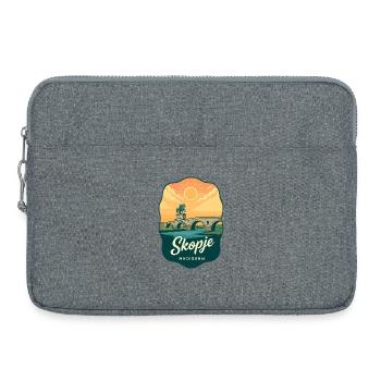 Skopje Steinbrücke Retro Sonnenuntergangs-Reiseabzeichen - Laptoptasche 15" - Grau meliert - Vorne