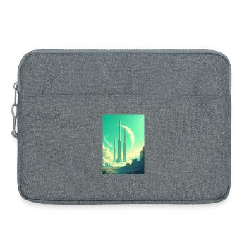 Retro futuristische Weltraumlandschaften 1960er Jahre Ästhetik - Laptoptasche 15" - Grau meliert - Vorne