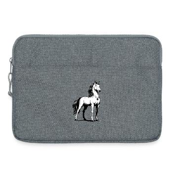 Pferd_stehend_Schwarz-Weiß - Laptoptasche 15" - Grau meliert - Vorne