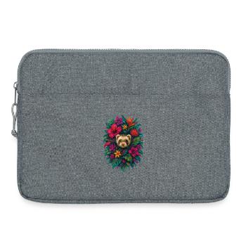 Furet Tropical Fleurs de Hibiscus Exotique - Sacoche pour ordinateur portable 15 pouces - gris chiné - Devant