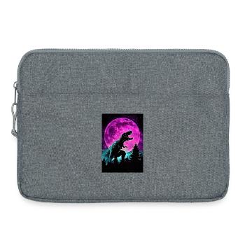 Silhouette de lune néon T-Rex de nuit - Sacoche pour ordinateur portable 15 pouces - gris chiné - Devant
