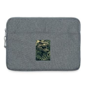 Dino dans la jungle des feuilles - Sacoche pour ordinateur portable 15 pouces - gris chiné - Devant