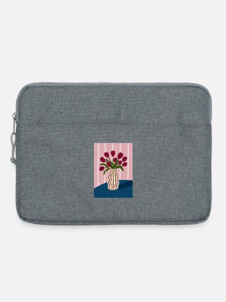 Tulpenstrauß in gestreifter Vase - Laptoptasche 15" - Grau meliert